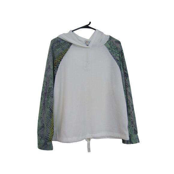 Poof Apparel Snake Print Hooded Top Womens sz L Boho Festive Cottagecore Fairy - Picture 1 of 6